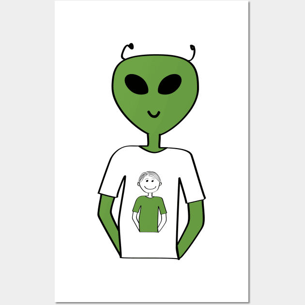 Alien Human T-shirt-T-shirt (short hair) Wall Art by Markadesign